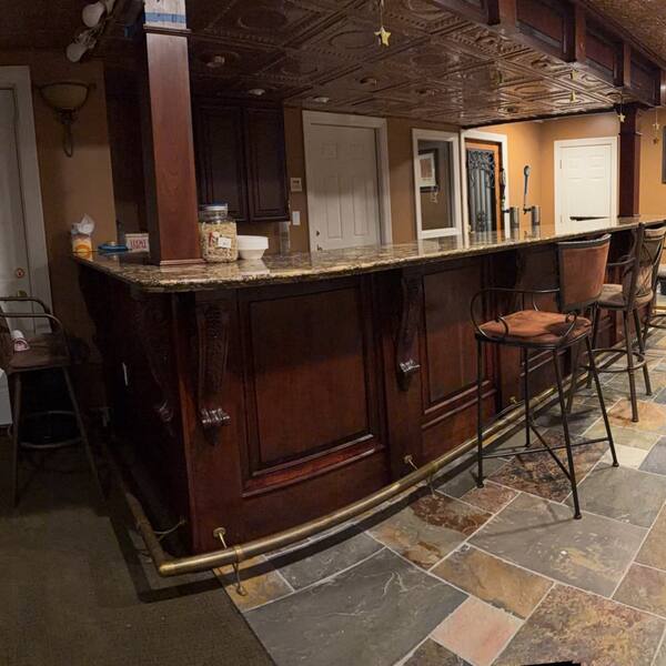 Granite bar counter and slate floor cleaned